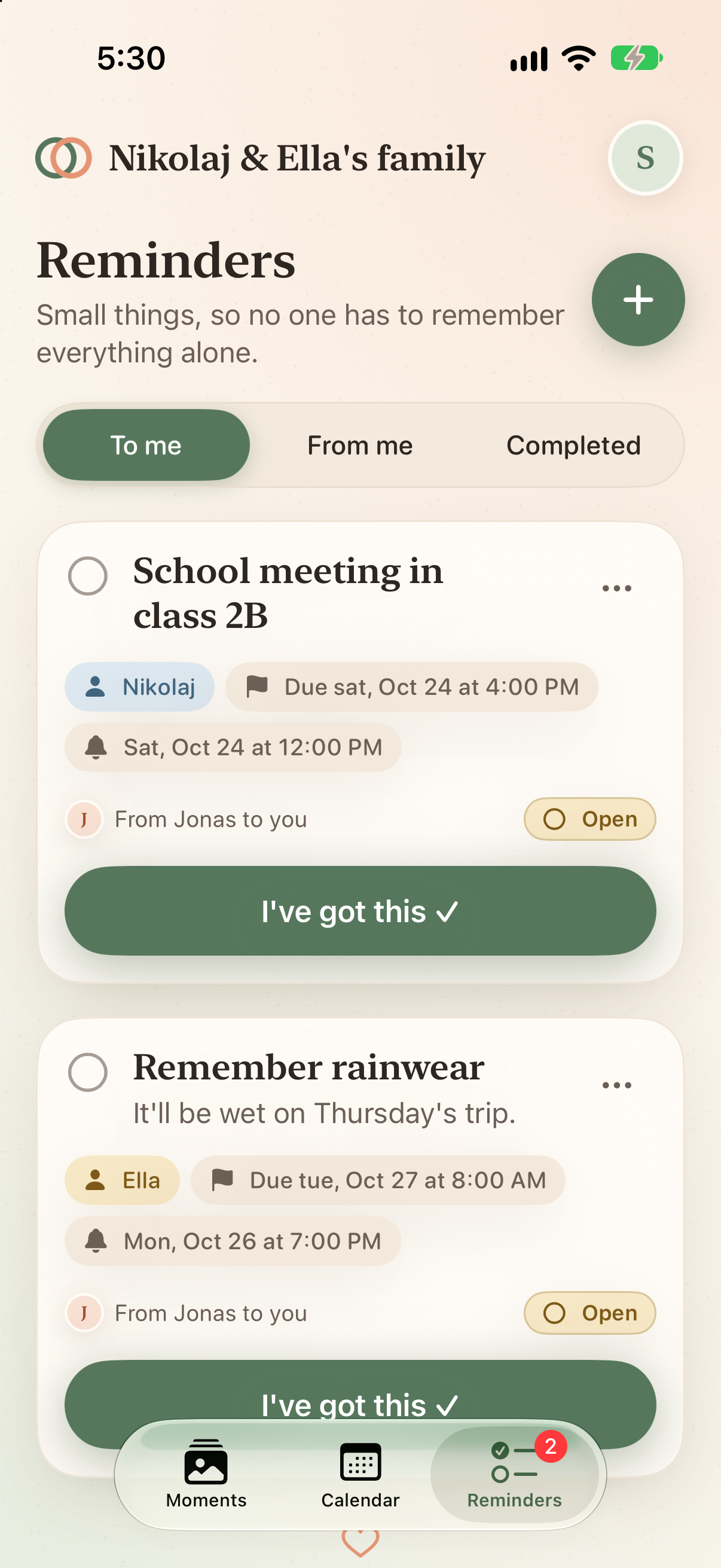 Family reminders